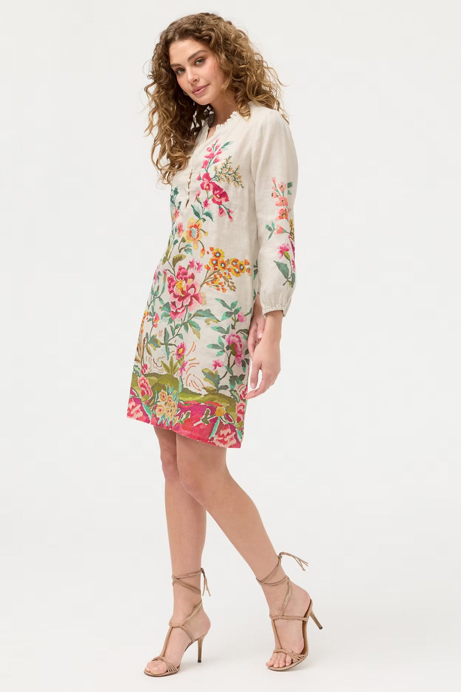 JOHNNY WAS  LINEN SHIFT FIELD DRESS